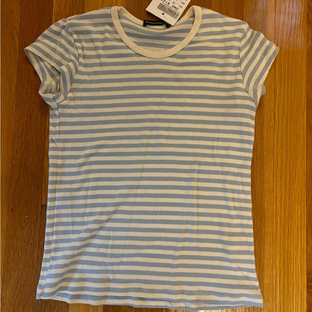 Brandy Melville Cream and Blue Striped Top